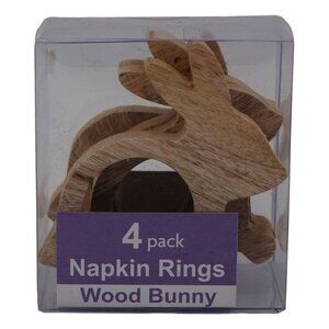 Bardwil Linens 4 Pack Napkin Rings Wood Bunny